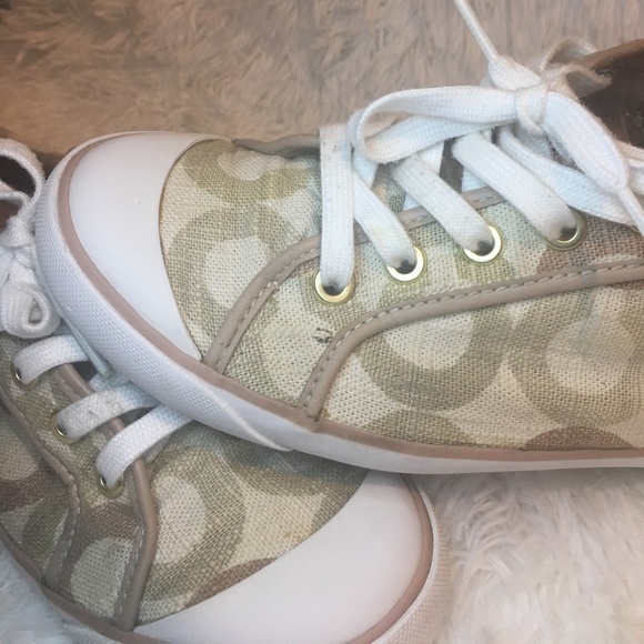 Coach Barrett Canvas Leather Trim Sneakers Size 9B - Picture 3 of 8